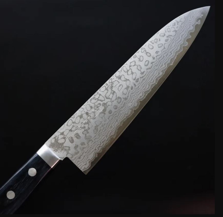 增谷訓生 牛刀 180mm VG10鋼 鎚目大馬士革 彩流 藍柄 (2) 增谷訓生 牛刀 180mm VG10鋼 鎚目大馬士革 彩流 藍柄