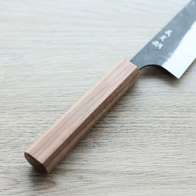 2 加藤義実 切付牛刀 210mm 青紙超級鋼 黑打墨流