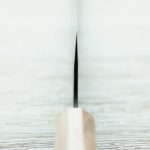 3 加藤義実 切付牛刀 210mm 青紙超級鋼 黑打墨流