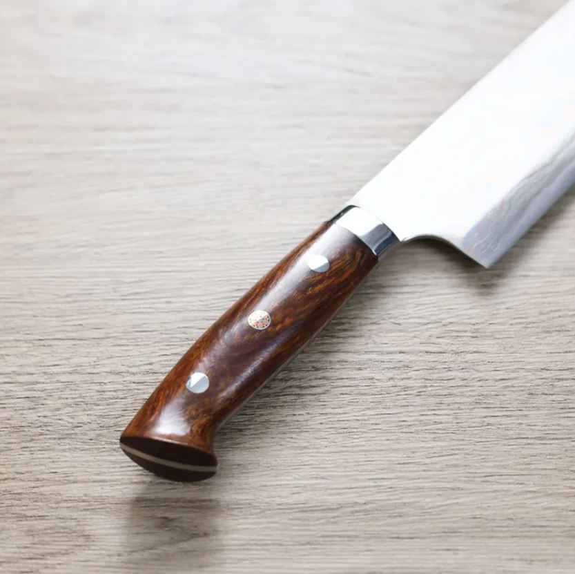 3 佐治武士 文化刀 180mm 青紙鋼 有色大馬士革 沙漠鐵木柄