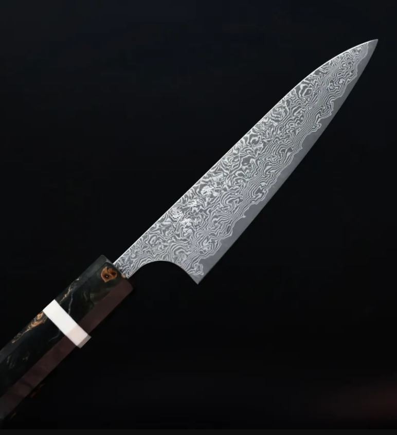 5 加藤義実 蔬果刀 120mm VG10 黑染鎳大馬士革 穩定樺木柄