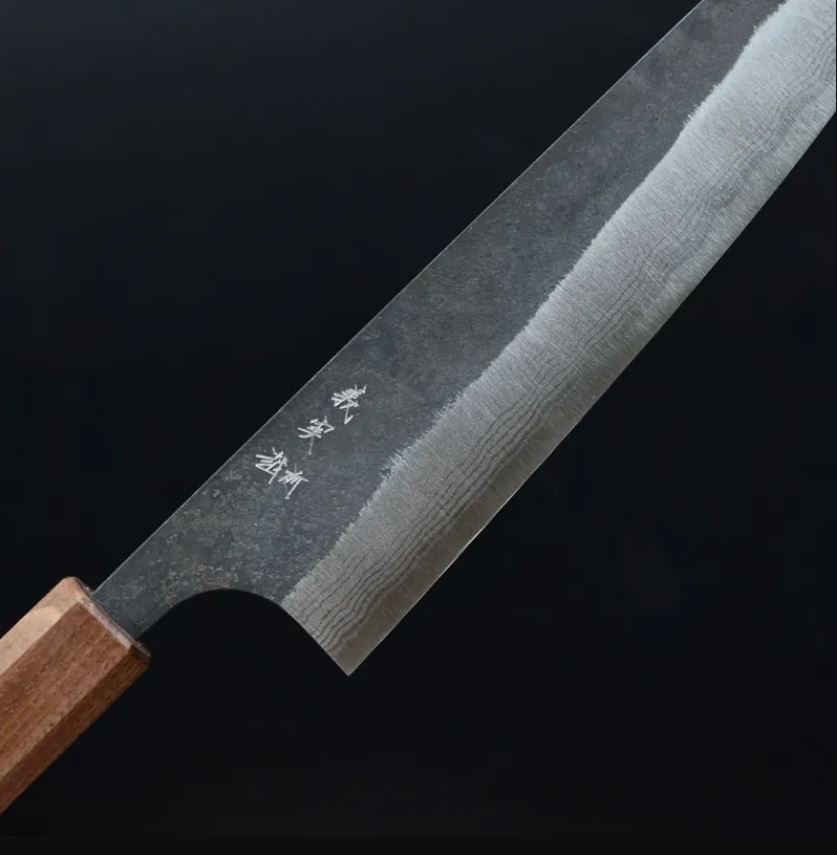 6 加藤義実 切付牛刀 210mm 青紙超級鋼 黑打墨流