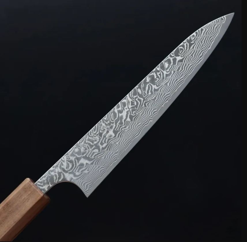 6 加藤義実 蔬果刀 150mm SG2粉末HSS鋼 黑染鎳 大馬士革