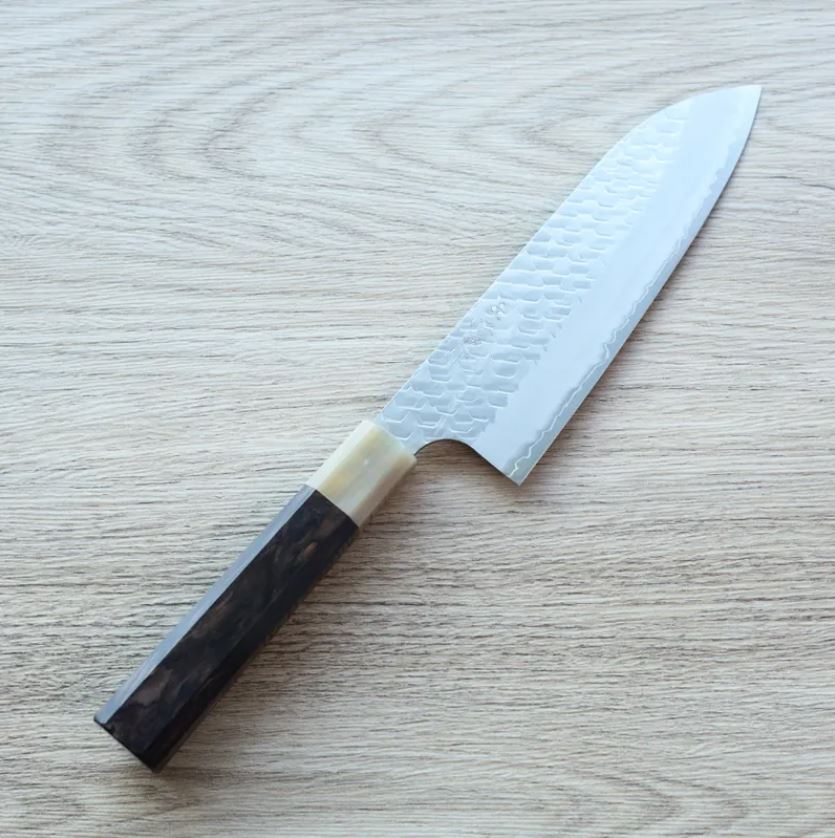 三德 180mm (1) 二唐刃物 三德 180mm SG2粉末HSS鋼 磨鎚目