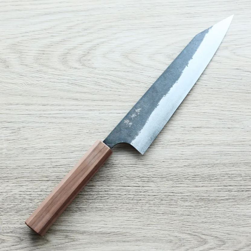 擷取 加藤義実 切付牛刀 210mm 青紙超級鋼 黑打墨流