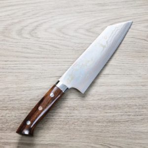 佐治武士 文化刀 180mm 青紙鋼 有色大馬士革 沙漠鐵木柄