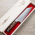 文化刀 180mm (3) 佐治武士 文化刀 180mm 青紙鋼 有色大馬士革 沙漠鐵木柄