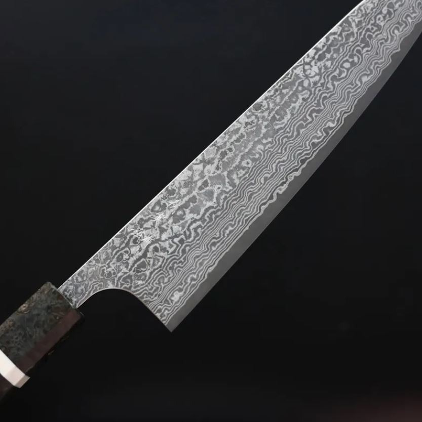 牛刀 210 (2) 加藤義実 牛刀 210mm VG10 黑染鎳大馬士革 穩定樺木柄