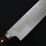 菜切 170mm 青紙鋼 (1) 佐治武士 菜切 170mm 青紙鋼 有色大馬士革 沙漠鐵木柄