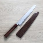 明神利器製作所 鐵人作 切付筋引 240mm 青二鋼 總霞 含鞘