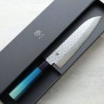 藍包丁 新三德刀 180mm VG10鋼 鎚目 大馬士革