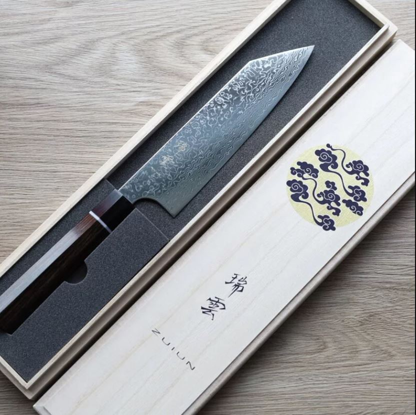 1 関兼次 瑞雲 三德刀 180mm SG2粉末綱/附刀鞘 大馬士革