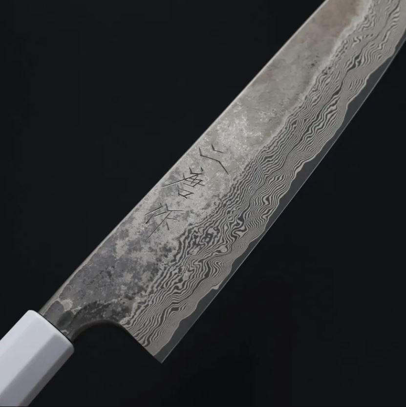 二唐刃物 牛刀 240mm 銀三鋼 層積黑染/本鍛造