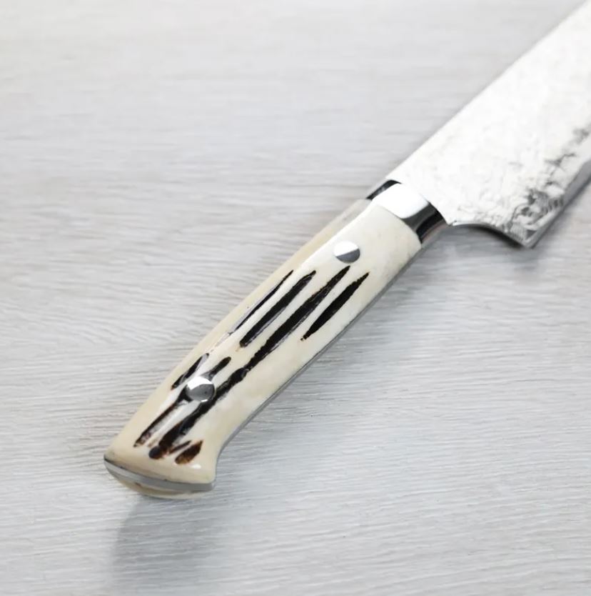 2 佐治武士 牛刀 180mm R2粉末HSS鋼 鑽石大馬士革 牛骨洋柄