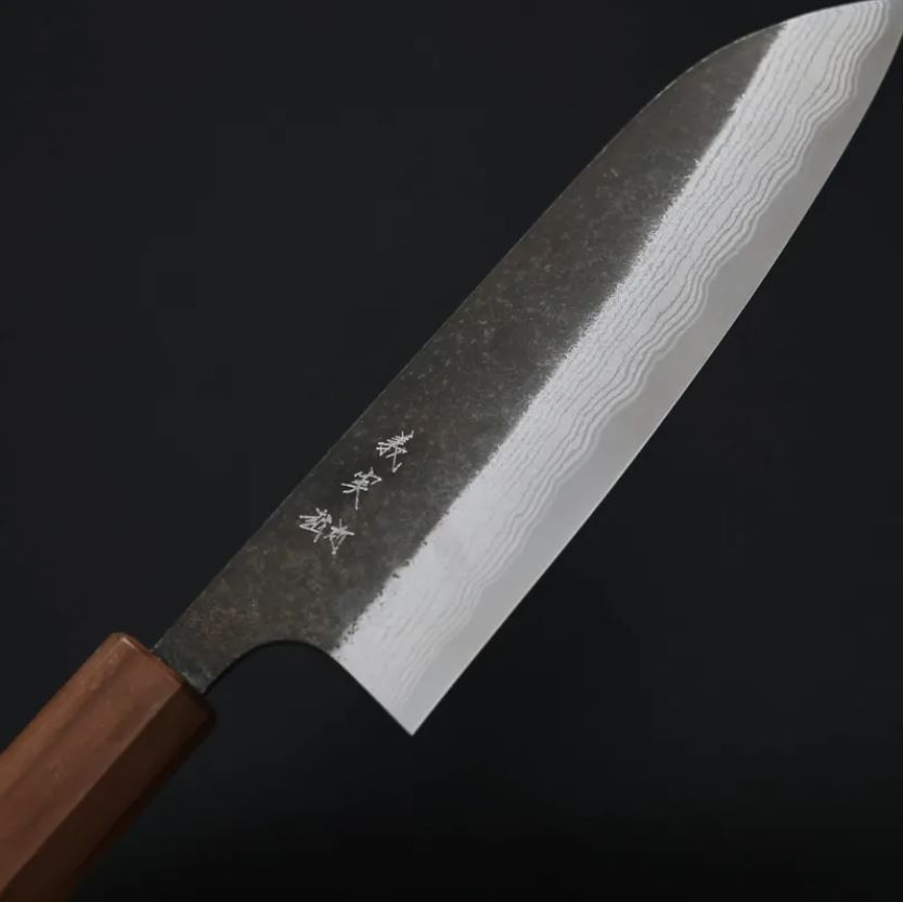 加藤義實 三德刀 170mm 青紙超級鋼 黑打墨流