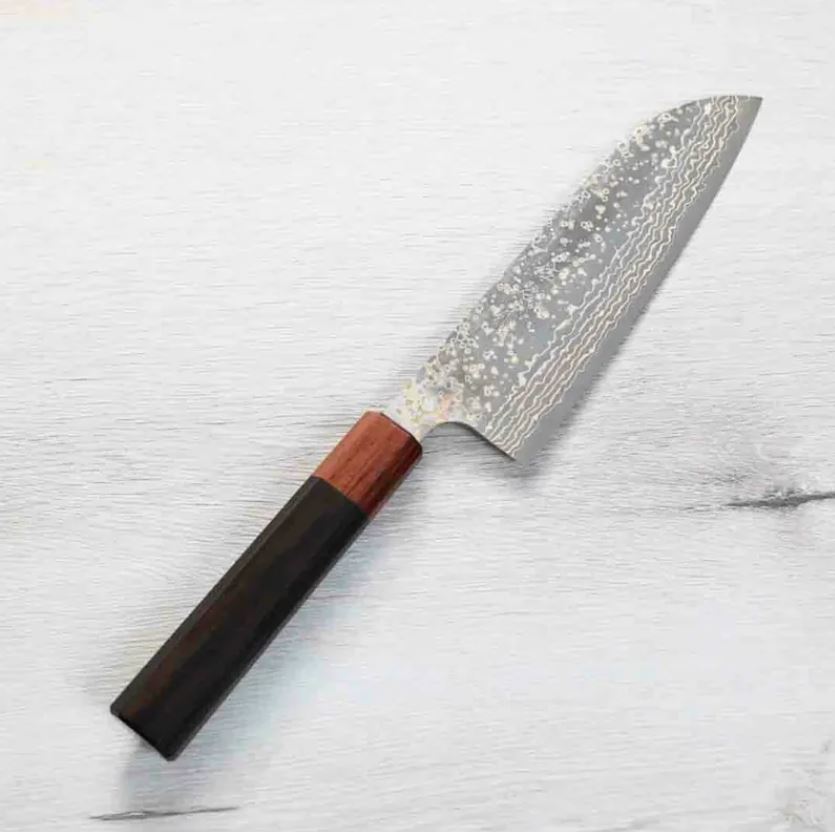 佐治武士 三德 165mm VG10W鋼 黑金大馬士革
