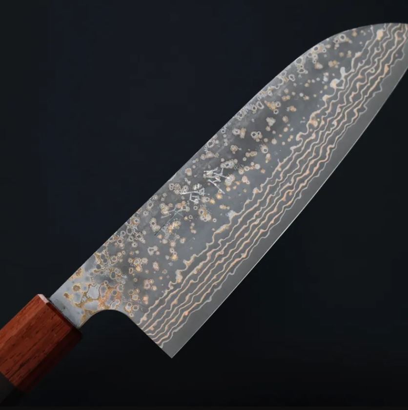 佐治武士 三德 165mm VG10W鋼 黑金大馬士革