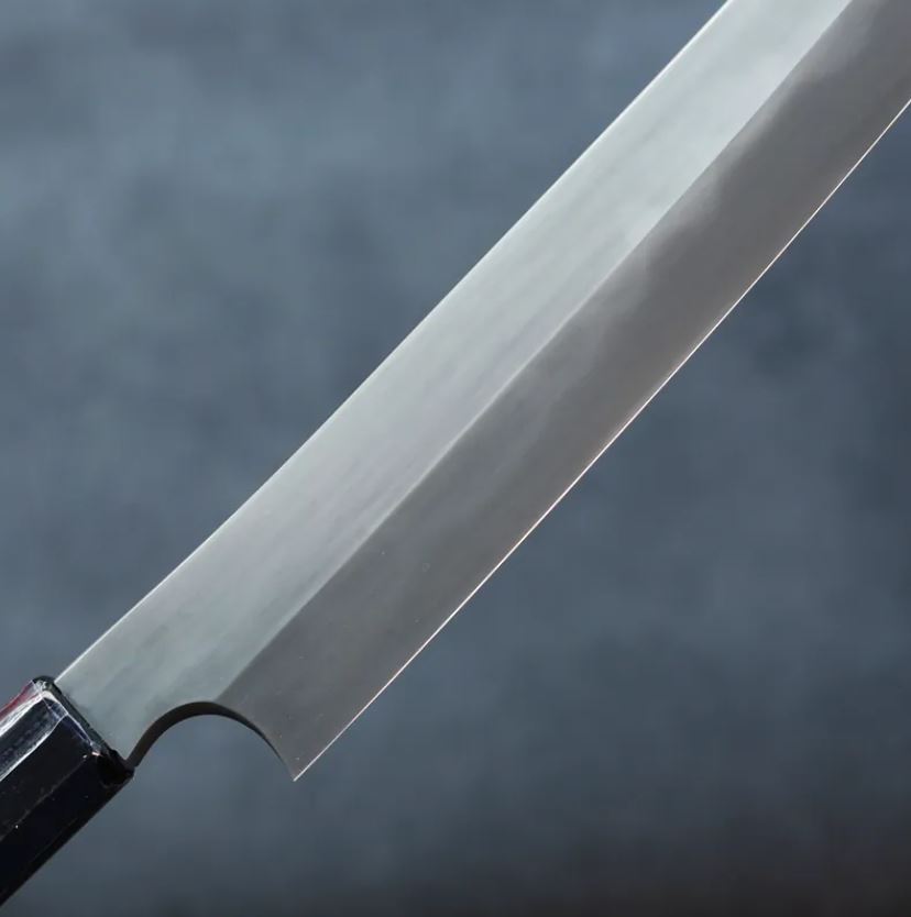 二唐刃物 先丸柳刃 300mm <br>白一鋼 水本燒