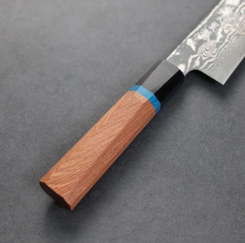 改 三德 175mm VG10 (6) 龍泉刃物 梵天雲龍 改 三德 175mm VG10 63層鎳染大馬士革/本鍛造