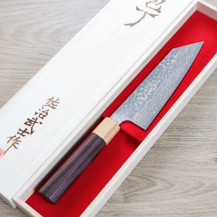 文化刀 165mm (2) 佐治武士 文化刀 165mm VG10W鋼 黑金大馬士革/紫檀柄