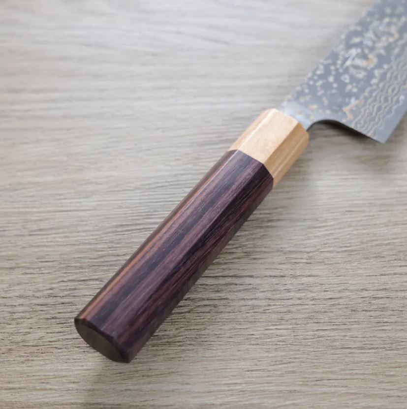 佐治武士 牛刀 210mm VG10W鋼 黑金大馬士革/紫檀柄