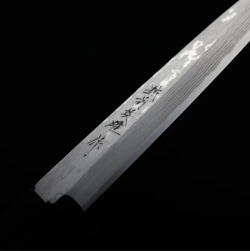 柳刃 210mm 白紙鋼 墨流 (5) 北岡英雄 柳刃 210mm 白紙鋼 墨流