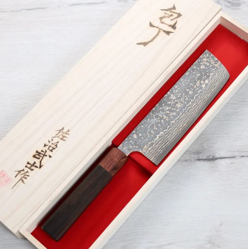 菜切 165mm (1) 佐治武士 菜切 165mm VG10W鋼 黑金大馬士革