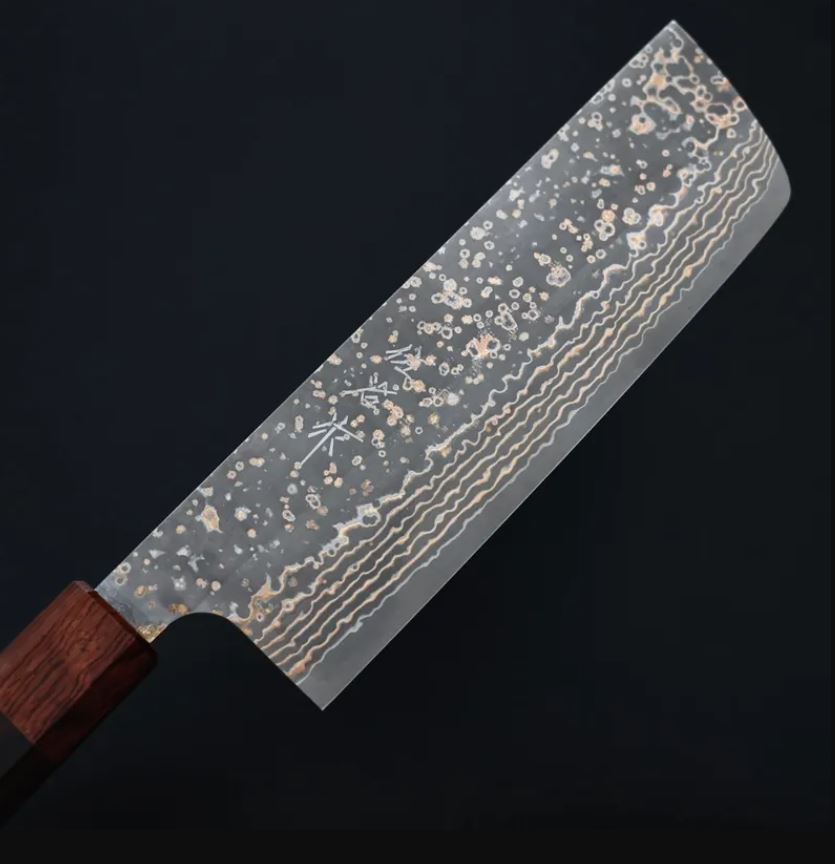 菜切 165mm (4) 佐治武士 菜切 165mm VG10W鋼 黑金大馬士革