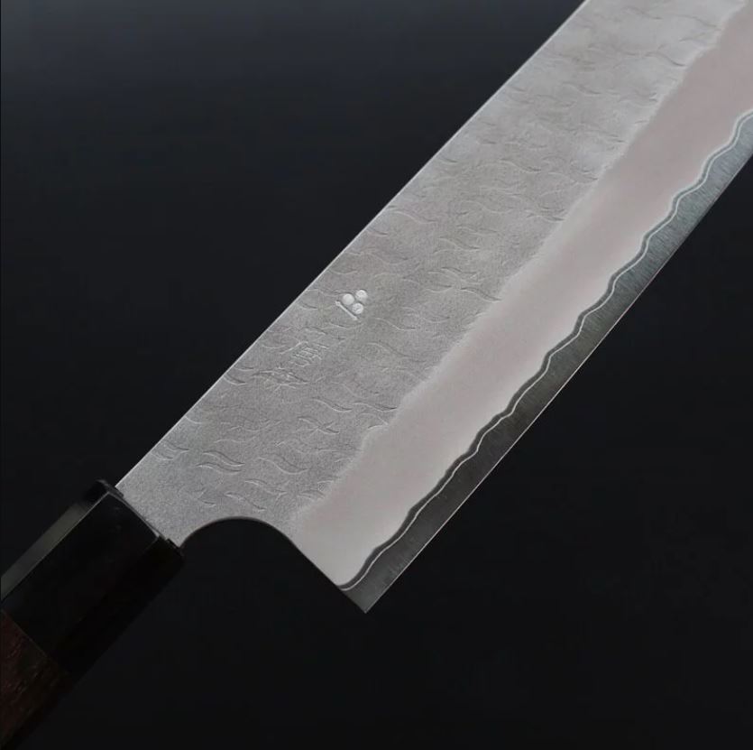 菜切 165mm 青紙超級鋼 (1) 二唐刃物 菜切 165mm 青紙超級鋼 柳葉磨鎚目