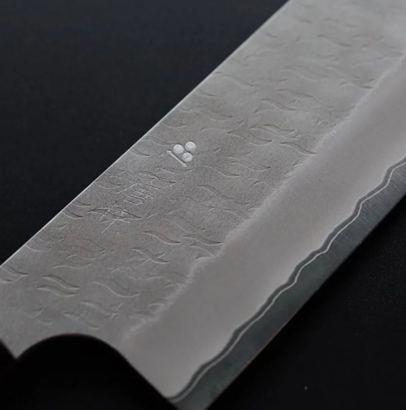 菜切 165mm 青紙超級鋼 (2) 二唐刃物 菜切 165mm 青紙超級鋼 柳葉磨鎚目