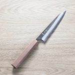 加藤義実 蔬果刀 150mm 青紙超級鋼 黑打 墨流