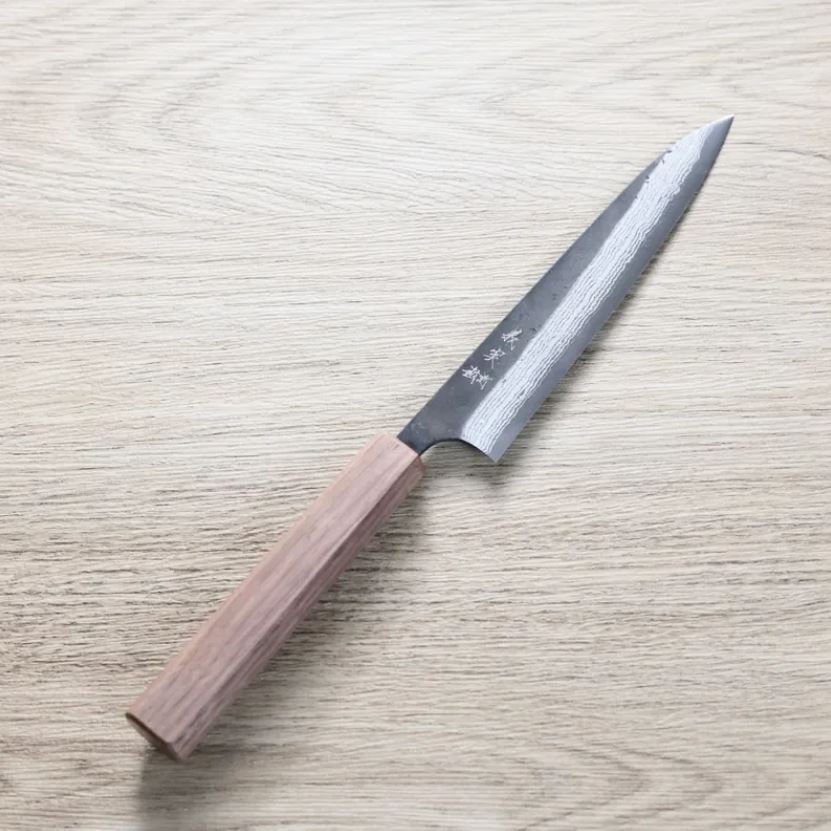 加藤義実 蔬果刀 150mm 青紙超級鋼 黑打 墨流