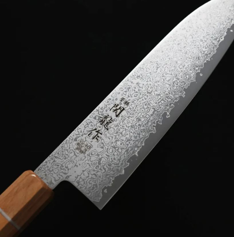 関龍作 三德 180mm VG10鋼 33層大馬士革 和柄
