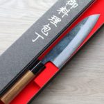 三德 180mm 青紙鋼 黑打雲隱 (3) 土佐打刃物 初心 三德 180mm 青紙鋼 黑打雲隱