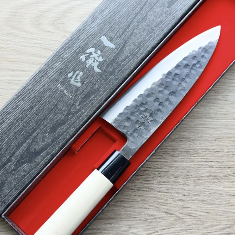 一徹 出刃 165mm 白紙鋼 黑打/左手用