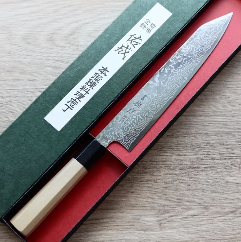 切付牛刀 240mm ZDP189粉末HSS鋼 大馬士革 (2) 佑成 切付牛刀 240mm ZDP189粉末HSS鋼 大馬士革/窄版