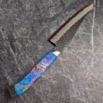 實光_藍_1 實光刃物 秘宝 JOKER 三德 180mm 超級青紙鋼 黑打 槌目 藍彩特殊柄
