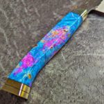 實光_藍_3 實光刃物 秘宝 JOKER 三德 180mm 超級青紙鋼 黑打 槌目 藍彩特殊柄