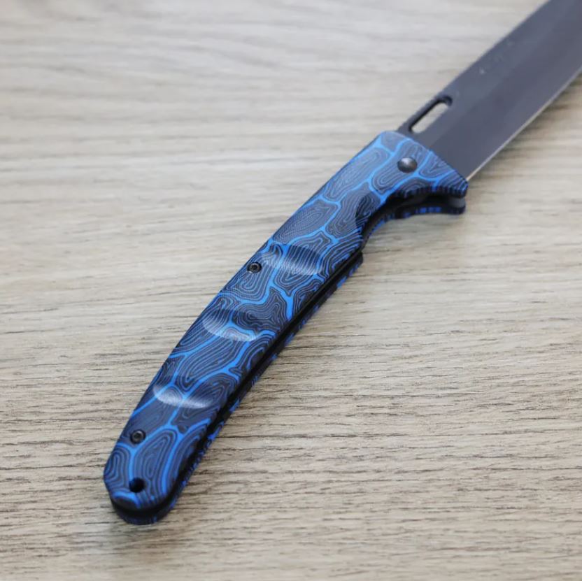 黑崎優 折疊刀 100mm 黑染 SG2粉末HSS鋼 藍綠/付皮套