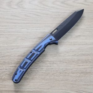 黑崎優 折疊刀 100mm 黑染 SG2粉末HSS鋼 藍/付皮套