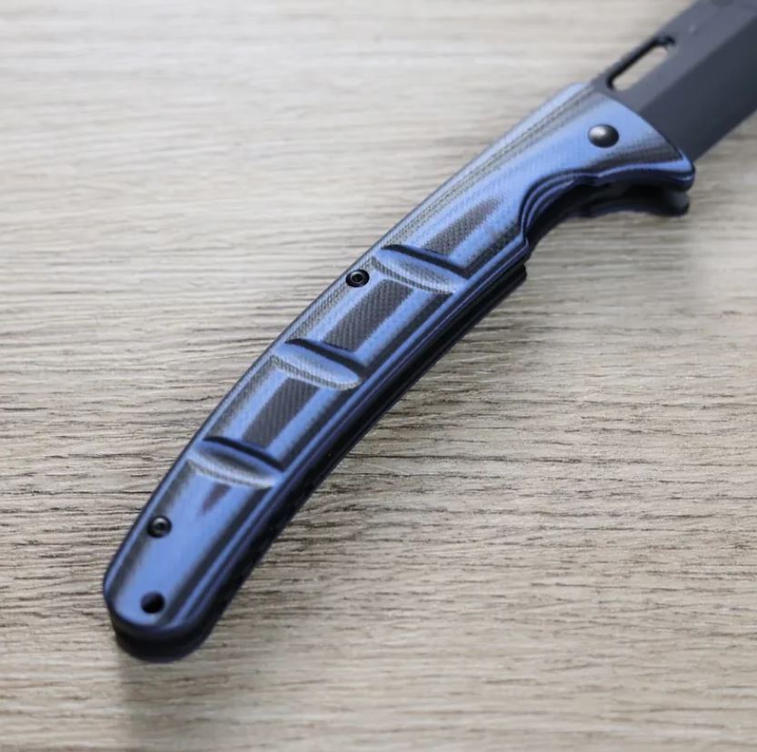 折疊刀 100mm 黑染 SG2粉末HSS鋼 藍 (3) 黑崎優 折疊刀 100mm 黑染 SG2粉末HSS鋼 藍/付皮套