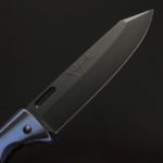 折疊刀 100mm 黑染 SG2粉末HSS鋼 藍 (5) 黑崎優 折疊刀 100mm 黑染 SG2粉末HSS鋼 藍/付皮套