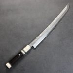 曲背先丸柳刃 330mm 銀三鋼 (1) 堺孝行 斬月 曲背先丸柳刃 330mm 銀三鋼 炎天龍 大馬士革/付鞘