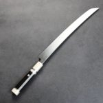 曲背先丸柳刃 330mm 銀三鋼 (3) 堺孝行 斬月 曲背先丸柳刃 330mm 銀三鋼 炎天龍 大馬士革/付鞘