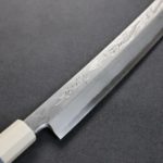 曲背先丸柳刃 330mm 銀三鋼 (6) 堺孝行 斬月 曲背先丸柳刃 330mm 銀三鋼 炎天龍 大馬士革/付鞘