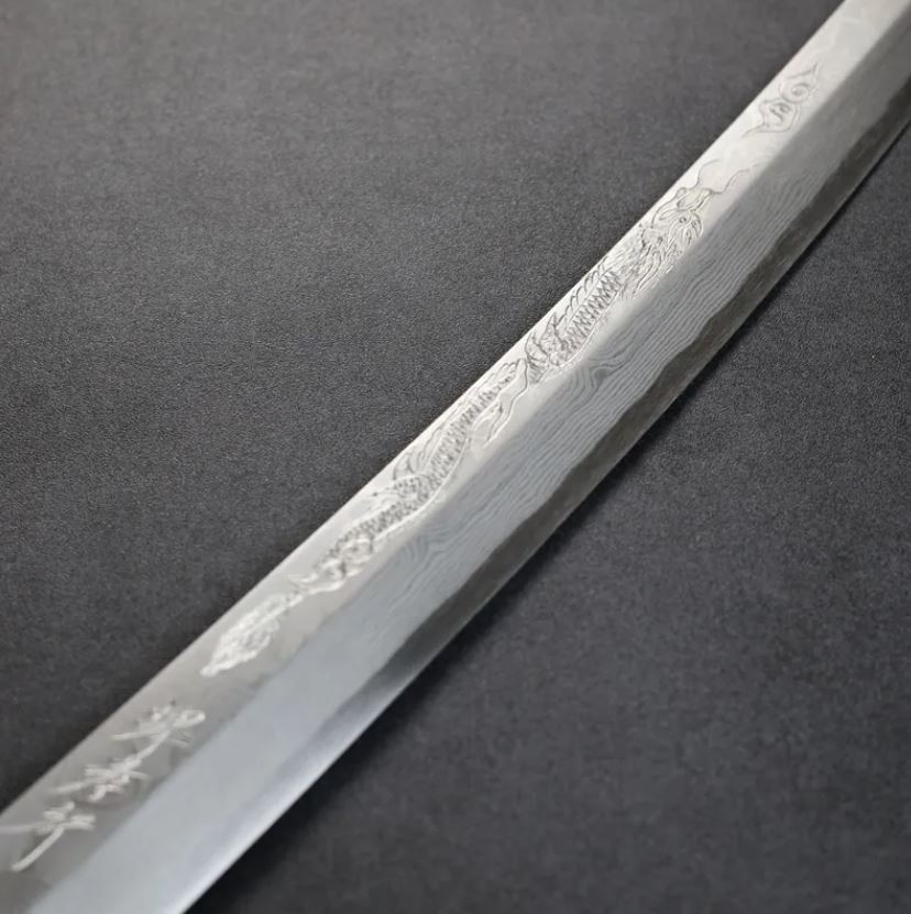 堺孝行斬月曲背先丸柳刃300mm 銀三鋼炎天龍大馬士革/付鞘- 火星 堺孝行斬月曲背先丸柳刃300mm 銀三鋼炎天龍大馬士革/付鞘- 火星