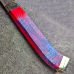 紅柄-2 實光刃物 秘宝 JOKER 三德 180mm 超級青紙鋼 黑打 槌目 紅彩特殊柄