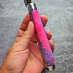 紅柄-4 實光刃物 秘宝 JOKER 三德 180mm 超級青紙鋼 黑打 槌目 紅彩特殊柄