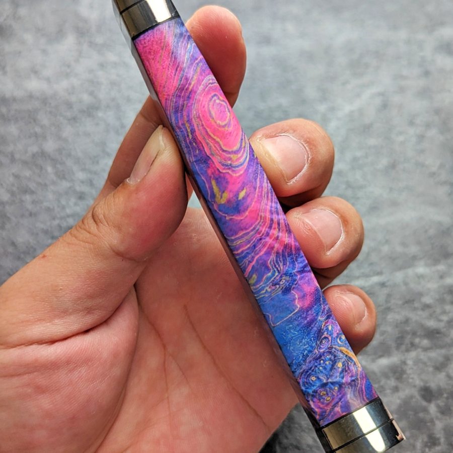 紅柄-5 實光刃物 秘宝 JOKER 三德 180mm 超級青紙鋼 黑打 槌目 紅彩特殊柄