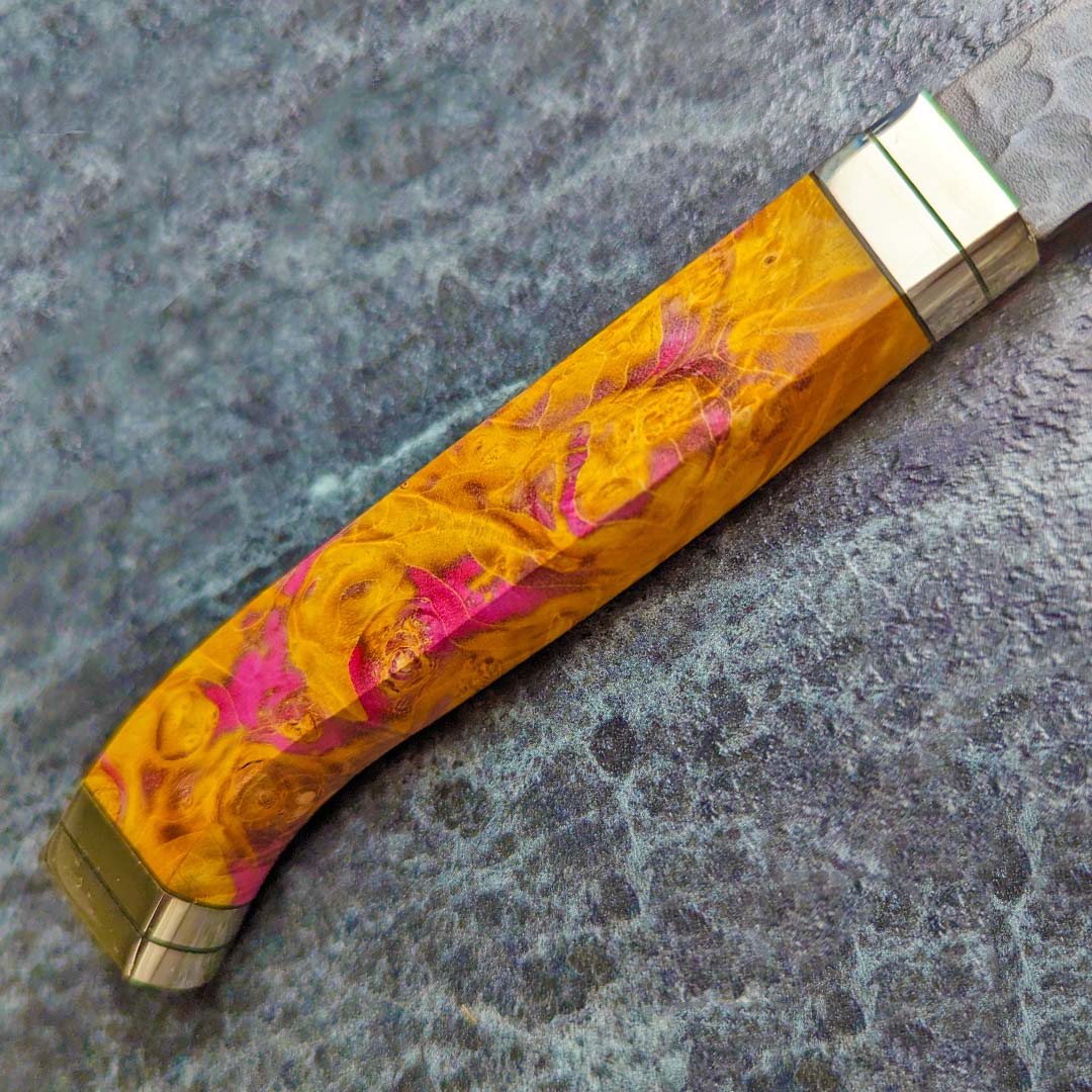實光刃物 秘宝 JOKER 三德 180mm 超級青紙鋼 黑打 槌目 橘彩特殊柄:圖片 6